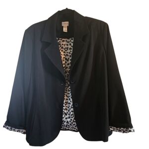 Chico's Black Blazer with Animal Print Lining